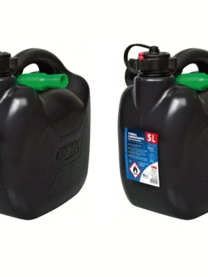 2x Benzinkanister 5L Schwarz Kunststoff UN-Zulassung + Auslaufrohr Top-Preis