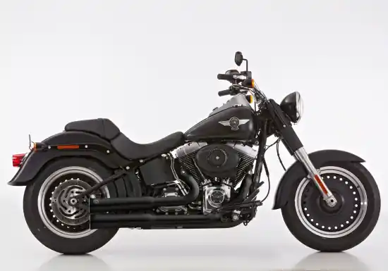 Markenware Vorführer Falcon Double Groove Komplettanlg. / black / HD Softail Fat Boy Low / ab 2010 / EG-BE