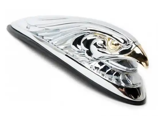 Markenware DO - Adlerkopf - verchromtes Stahlblech - 16 cm / für Frontfender - Heckfender o.ä.