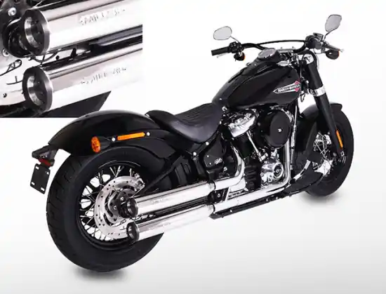 MILLER - Independence - silber - 2-1- SlipOn / Harley Softail Low Rider / 107 CUI / EG-BE Top-Seller
