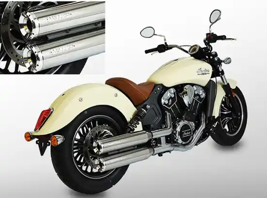 Abverkauf MILLER - YUMA II / EURO 4 - SlipOn-Anlage / silber poliert / Indian Scout - 1133 ccm / Bobber / EG-BE