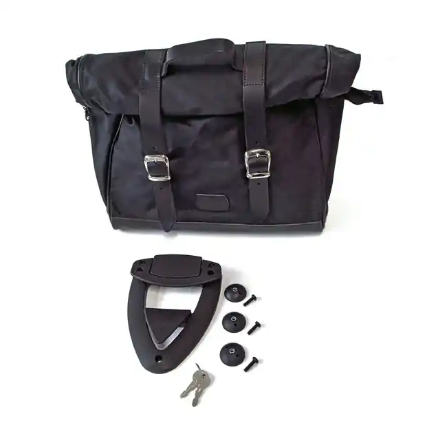 Longride Satteltasche Old Chopper mit Halter, Schwarz, für Harley-Davidson Direktkauf
