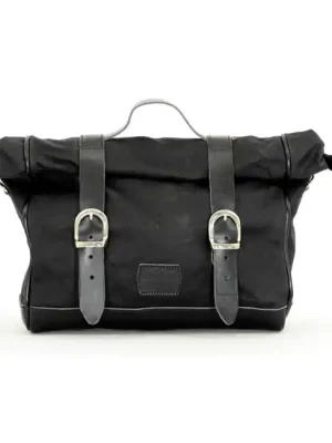 Abverkauf Longride Satteltasche Old Chopper Mini aus Waxcotton Schwarz, für Harley-Davidson