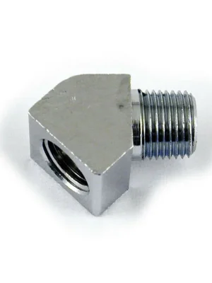 Abverkauf Öldruckmesser Fitting 45°, 1/8-1/8, Chrom, für Harley-Davidson Big Twin 38-99