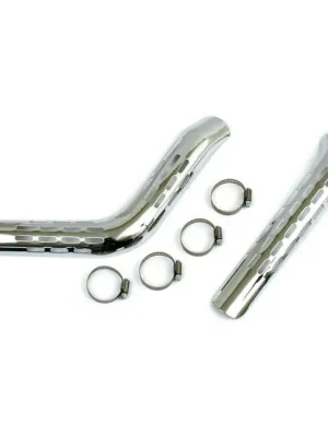1 Paar Auspuff Hitzeschilde Slotted Chrom, f. Harley-Davidson Softail, FXR 84-09 Markenprodukt