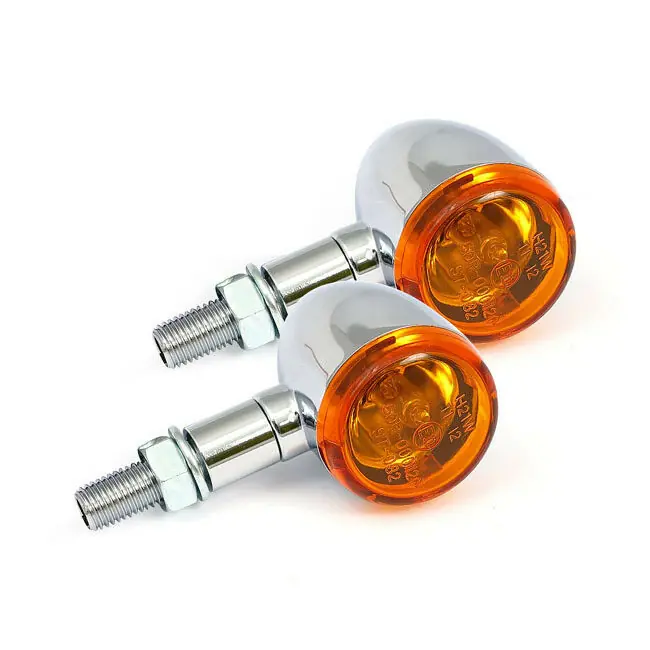 Neuheit Blinker Mini Bullet Smooth, Chrom, für Harley-Davidson mit E-Prüfzeichen