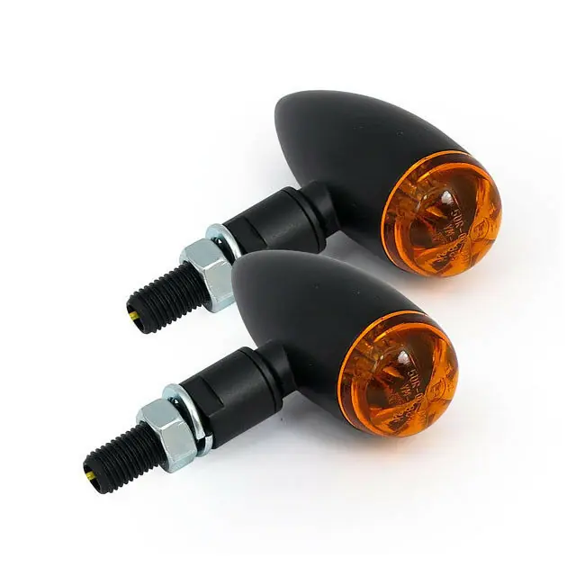 Nur Für Kurze Zeit Blinker Micro Bullet Orange Schwarz, LED für Harley-Davidson mit E-Prüfzeichen