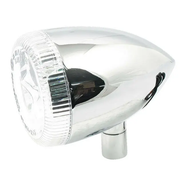 3-1 Blinker Bullet Chrom klare Linse f. Harley-Davidson m. E-Zeichen m. Halter Abverkauf
