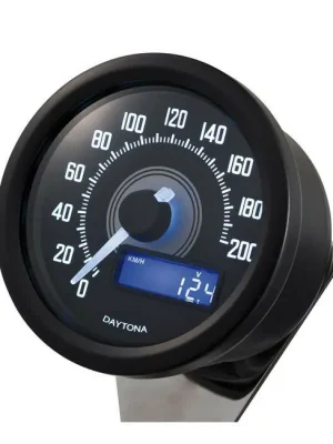 Velona Tacho 60mm, Schwarz, Beleuchtung weiß, bis 200 km/h, für Harley-Davidson Echt
