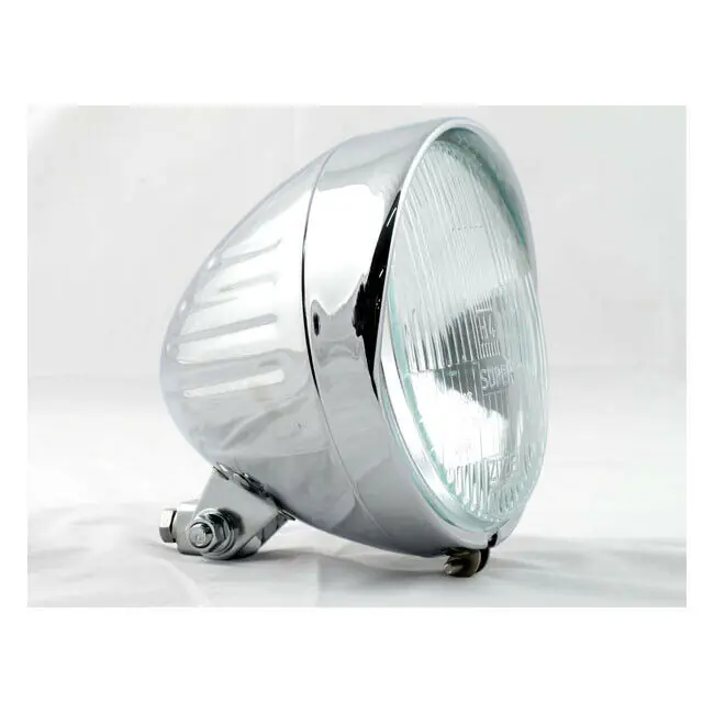 Meistverkauft Scheinwerfer Ribbed Bullet 6 1/2" Chrom, für Harley - Davidson mit E-Prüfzeichen