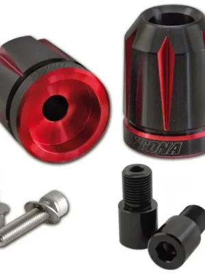 Daytona - Lenkerenden / Lenkergewichte "SCRATCH" rot - schwarz eloxiert YAMAHA M16 System Paar CNC ALU Lenkerenden Lenkergewichte Versand Am Gleichen Tag