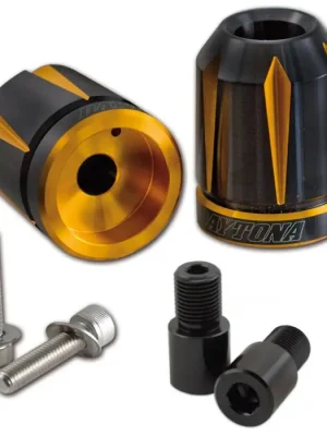 Daytona - Lenkerenden / Lenkergewichte "SCRATCH" gold - schwarz eloxiert YAMAHA M16 System Paar CNC ALU Lenkerenden Lenkergewichte Versand Am Gleichen Tag