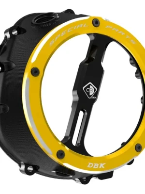 DBK Special Parts CCDV12 - BMW BLACK-GOLD KLARER KUPPLUNGSDECKEL ÖLBAD 3D-EVO passend für BMW S 1000 R / RR / XR & M 1000 R / RR / XR - Modelle Aktuell