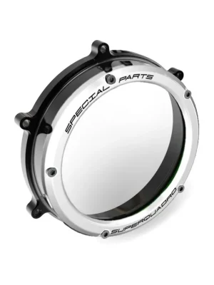 DBK Special Parts CC119902 - Ducati BLACK-SILVER KLARER KUPPLUNGSDECKEL PANIGALE / STREETFIGHTER passend für Ducati - Modelle Geprüft